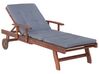 Wooden Reclining Sun Lounger with Blue Cushion TOSCANA_752298