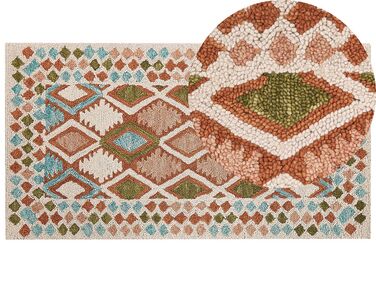 Teppich Wolle mehrfarbig 80 x 150 cm geometrisches Muster Kurzflor ERMENEK