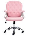 Silla de oficina reclinable de piel sintética rosa/plateado/negro PRINCESS_739392