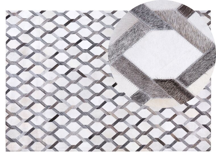 Kožený koberec 140 x 200 cm sivá/béžová AYDIN_688525