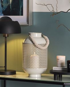 Lyhty metalli valkoinen 34 cm CORON