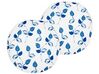 Set of 2 Outdoor Cushions Leaf Motif ⌀ 40 cm White and Blue TORBORA_881317