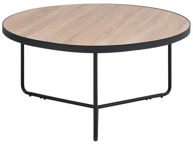 Tavolino legno chiaro nero ⌀ 80 cm MELODY