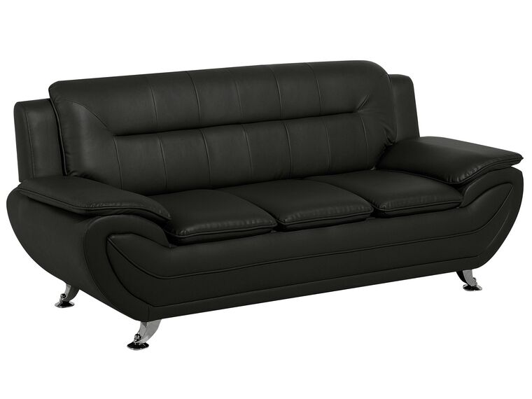 Faux Leather Living Room Set Black LEIRA Beliani.co.uk