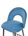 Zestaw 2 krzeseł barowych welurowy niebieski FALTON_795851