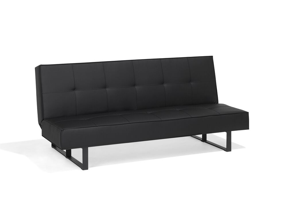 Faux Leather Sofa Bed Black DERBY Beliani.co.uk