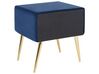 Table de chevet bleu marine en velours à 1 tiroir FLAYAT_833989