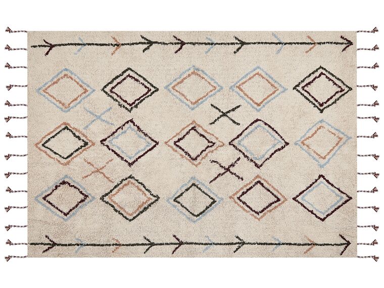 Teppich Baumwolle beige 160 x 230 cm geometrisches Muster CORUM_839423