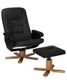 Faux Leather Heated Massage Chair with Footrest Black RELAXPRO_745555