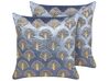 Set of 2 Embroidered Velvet Cushions Seashell Pattern 45 x 45 cm Violet PANDOREA_892796