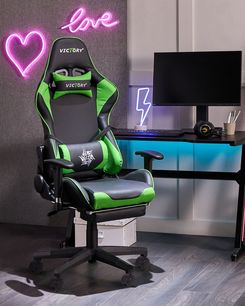 Pelituoli musta & vihreä VICTORY