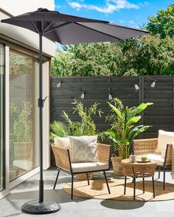 Puolikas aurinkovarjo harmaa 270 x 100 cm GALATI Puolikas aurinkovarjo harmaa 270 x 100 cm GALATI