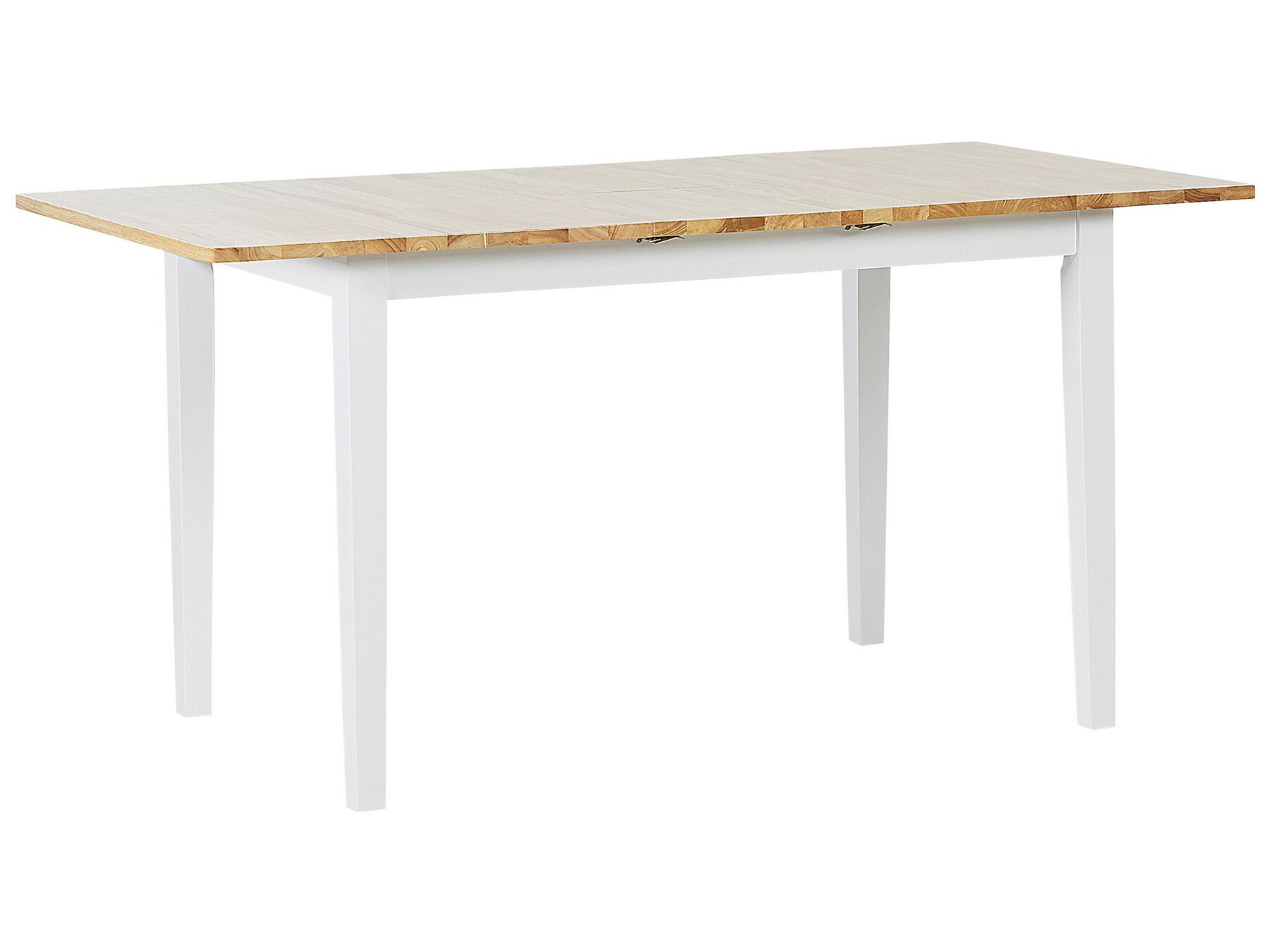 Extending Dining Table 120/150 cm Light Natural Wood Top White Legs Houston