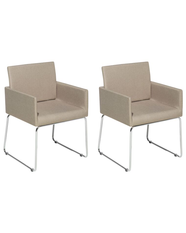 Set of 2 Fabric Dining Chairs Beige GOMEZ_796100
