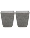 Set di 2 vasi quadrati per interno ed esterno grigio 49 x 49 x 53 cm DELOS_841683