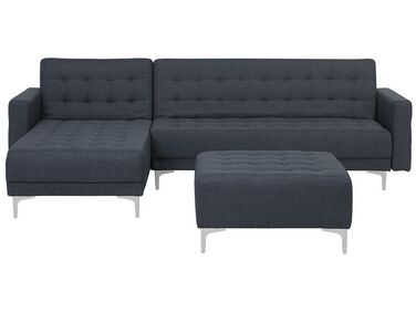 Right Hand Fabric Corner Sofa with Ottoman Dark Grey ABERDEEN 