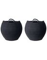 Set of 2 Cotton Baskets Black PANJGUR_846416