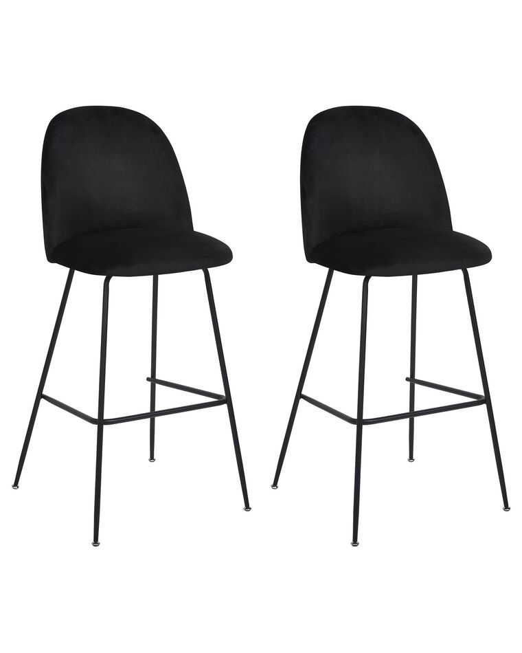 Zestaw 2 krzeseł barowych welurowy czarny ARCOLA_902393
