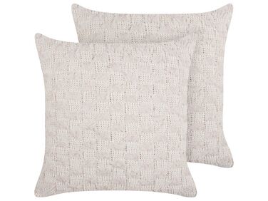 Set of 2 Knitted Cushions 45 x 45 cm Beige BASALIM
