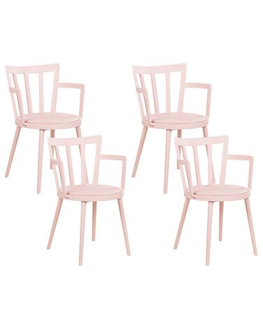 Set of 4 Plastic Dining Chairs Pink MORILL