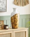 Vase décoratif blanc et bois clair 44 cm BONA_735621