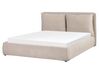Zamatová posteľ s úložným priestorom 160 x 200 cm béžová BAJONNA_871269