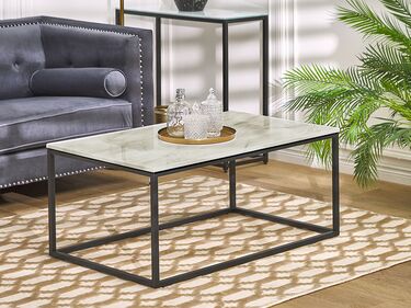 Sidebord marmoreffekt beige med svarte ben DELANO