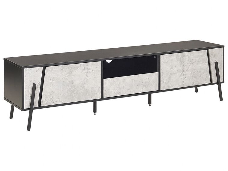 TV Stand Concrete Effect with Black BLACKPOOL_775105