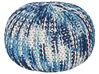 Cotton Knitted Pouffe 50 x 35 cm White and Blue CONRAD_842512