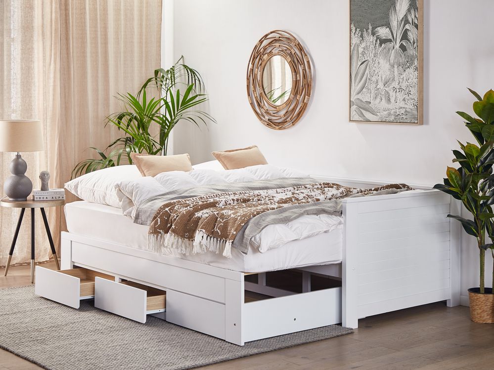 Wooden EU Single to Super King Size Daybed with Storage White CAHORS