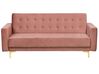 Conjunto de sala de estar 5 plazas de terciopelo rosa/dorado ABERDEEN_750268