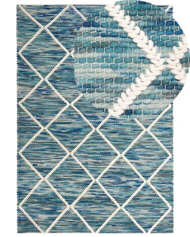 Teppich Wolle blau 160 x 230 cm Kurzflor BELENLI