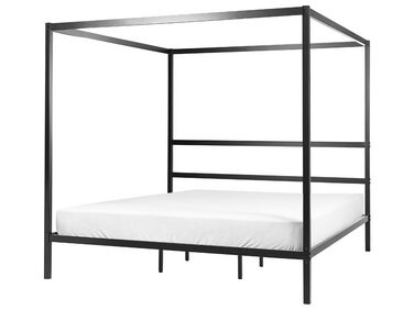Łóżko metalowe z baldachimem 180 x 200 cm czarne LESTARDS
