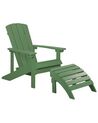 Záhradná stolička s podnožkou zelená ADIRONDACK_809550