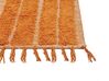 Teppich Baumwolle orange 80 x 150 cm geometrisches Muster Fransen Kurzflor HAKKARI_837829