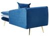 Chaise longue fluweel blauw linkszijdig GONESSE_856921