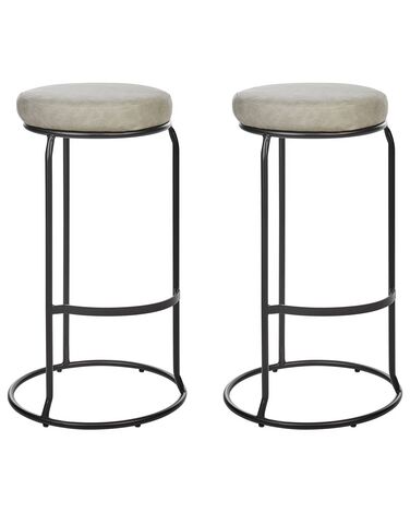 Set of 2 Faux Leather Bar Stools Grey MILROY