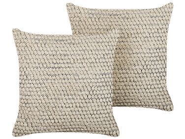 Set of 2 Cotton Cushions 45 x 45 cm Beige HOWEA