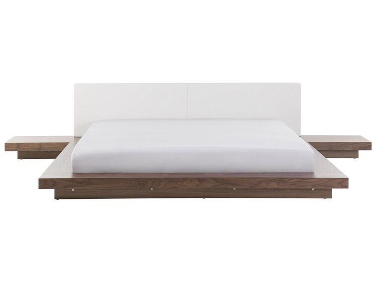 EU Super King Size Waterbed with Bedside Tables Brown ZEN_670611