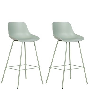 Set of 2 Bar Chairs Light Green EMMET