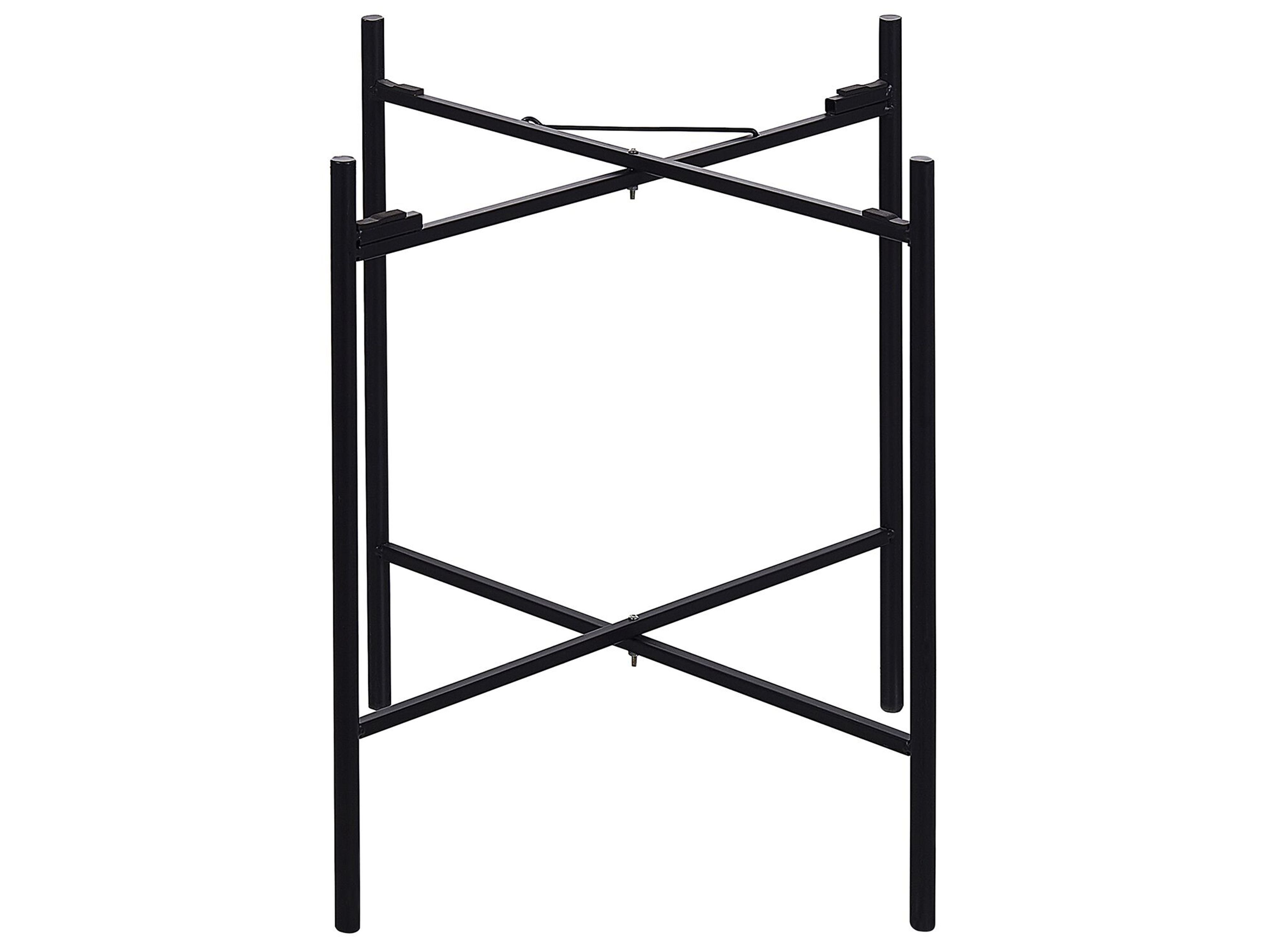 Tray Side Table Black with Light Rattan VIENNA Beliani.co.uk