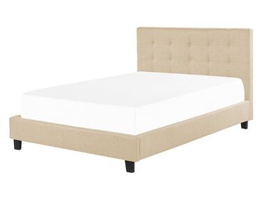 Čalouněná postel 140 x 200 cm béžová LA ROCHELLE