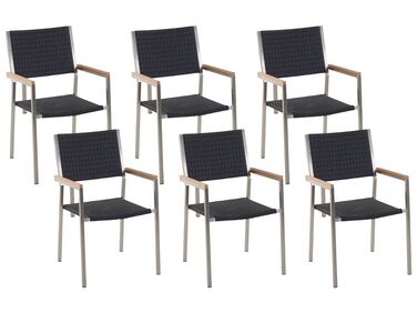 Sada 6 záhradných stoličiek z umelého ratanu čierna GROSSETO