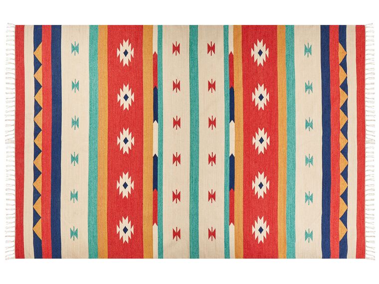 Kelim Teppich Baumwolle mehrfarbig 200 x 300 cm geometrisches Muster Kurzflor MARGARA_869761