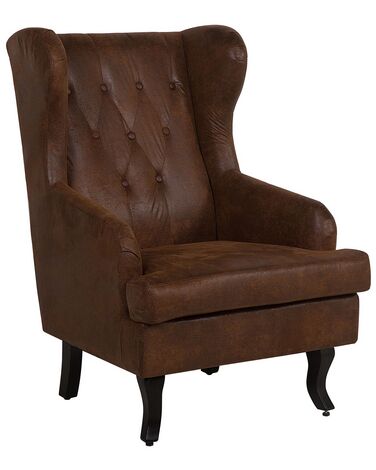 Faux Leather Wingback Chair Brown ALTA