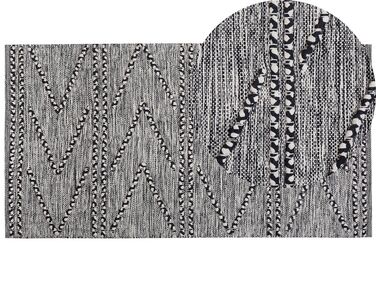 Teppich Baumwolle schwarz / weiss 80 x 150 cm Kurzflor TERMAL