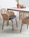 Set med 2 stolar i konstrotting med dynor natur PRATELLO_877749