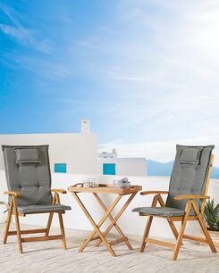 Puutarhatuolit 2kpl setti harmailla pehmusteilla JAVA