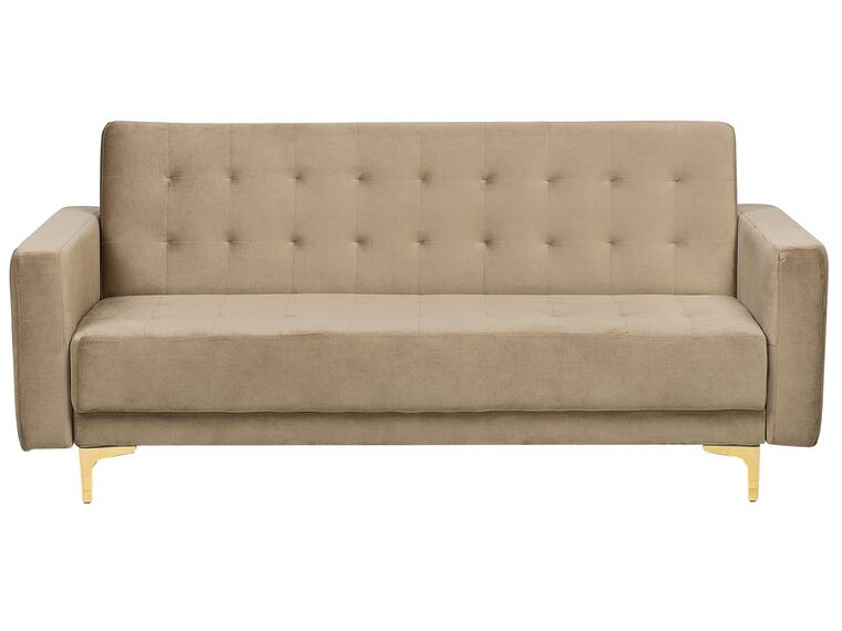 3 Seater Velvet Sofa Bed Sand Beige ABERDEEN_740094
