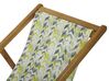 Set of 2 Acacia Folding Deck Chairs and 2 Replacement Fabrics Light Wood with Off-White / Yellow and Grey Pattern ANZIO_800511